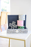Bone Inlay Small Cross : Floral : Black