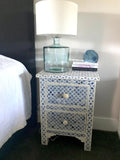 Dyed Bone Inlay 2 Drawer Bedside : Moroccan : Navy