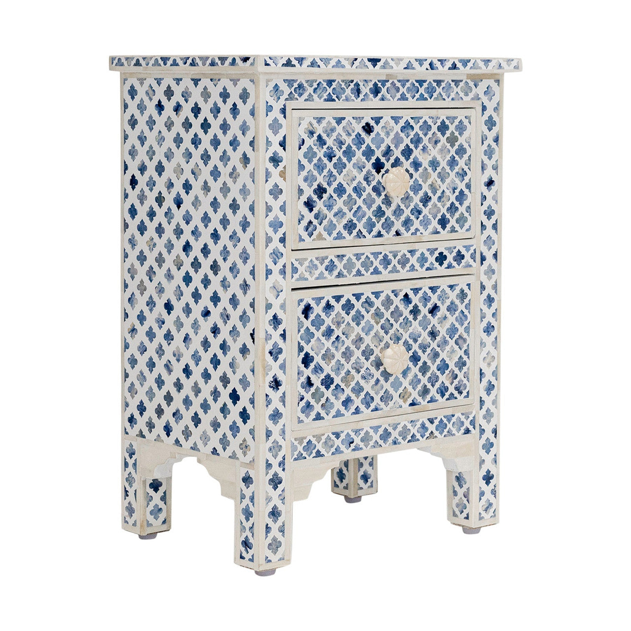 Dyed Bone Inlay 2 Drawer Bedside : Moroccan : Navy