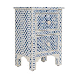 Dyed Bone Inlay 2 Drawer Bedside : Moroccan : Navy