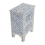 Dyed Bone Inlay 2 Drawer Bedside : Moroccan : Navy