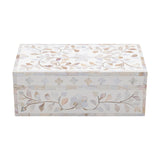 Mother of Pearl Inlay Mid-Size Box : Floral : White