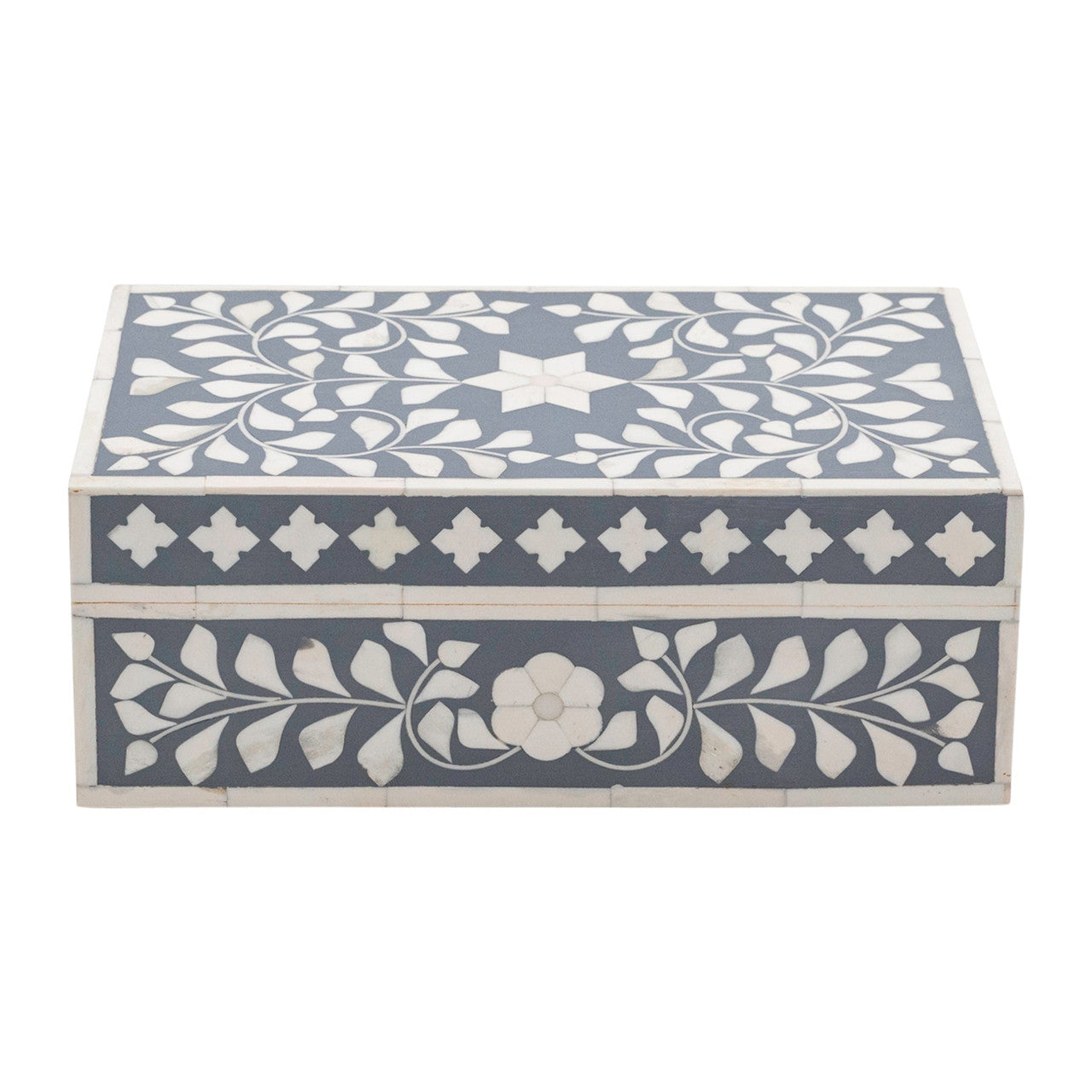 Bone Inlay Mid-Size Box : Floral : Grey