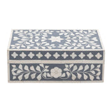 Bone Inlay Mid-Size Box : Floral : Grey