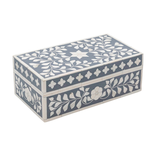 Bone Inlay Mid-Size Box : Floral : Grey