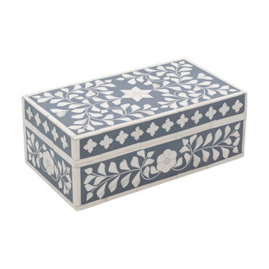 Bone Inlay Mid-Size Box : Floral : Grey