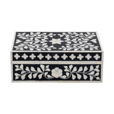 Bone Inlay Mid-Size Box : Floral : Black