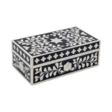 Bone Inlay Mid-Size Box : Floral : Black