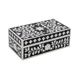 Bone Inlay Mid-Size Box : Floral : Black