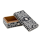 Bone Inlay Mid-Size Box : Floral : Black
