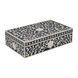 Bone Inlay Large Box : Floral : Black
