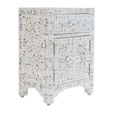 Mother of Pearl Bedside Cabinet : Floral : White