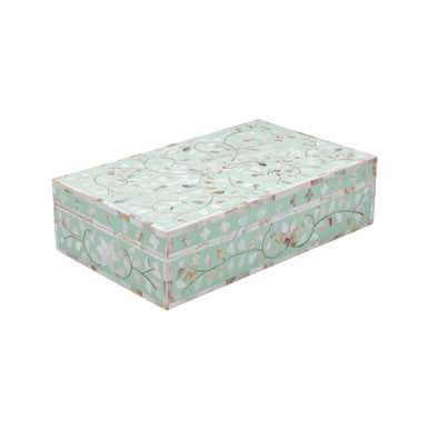 Mother of Pearl Inlay Large Box : Floral : Mint
