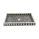 Bone Inlay Rectangular Tray : Floral : Black