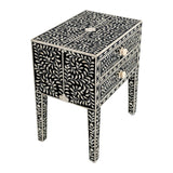 Bone Inlay 2 Drawer Bedside : Floral : Black