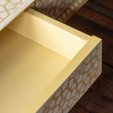 Bone Inlay Desk with V Legs : Web : Mustard