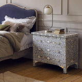 Mother of Pearl Inlay 3 Drawer Chest : Floral Grey