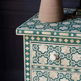 Bone Inlay 6 Drawer Sideboard : Hexafloral : Green