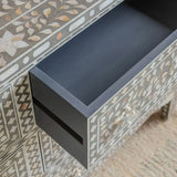 Mother of Pearl Inaly 7 Drawer Chest : Floral : Grey