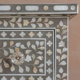 Bone Inlay 8 Drawer Chest : Floral : Grey