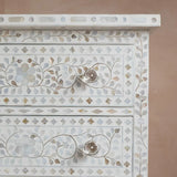 Mother of Pearl Inlay 7 Drawer Chest : Floral : White