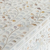 Mother of Pearl Inlay 7 Drawer Chest : Floral : White