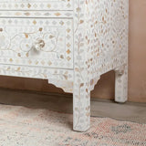 Mother of Pearl Inlay 7 Drawer Chest : Floral : White