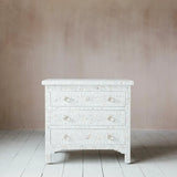 Mother of Pearl Inlay 3 Drawer Chest : Floral : White