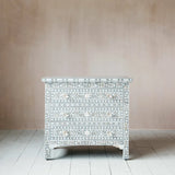 Mother of Pearl Inlay 3 Drawer Chest : Floral Grey