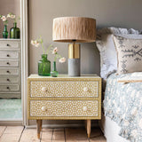 Bone Inlay Bedside Table : Web : Mustard