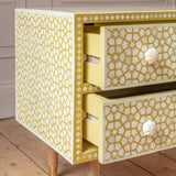 Bone Inlay Bedside Table : Web : Mustard