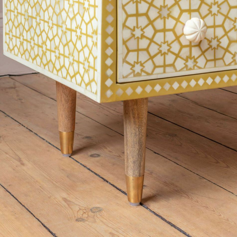 Bone Inlay Bedside Table : Web : Mustard