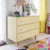 Bone Inlay 3 Drawer Chest : Web : Mustard
