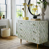 Bone Inlay 3 Drawer Chest : Morse : Green