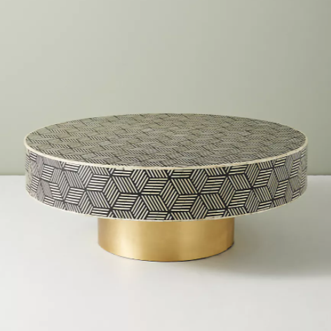 Bone Inlay Geo Inlay Coffee Table in Black