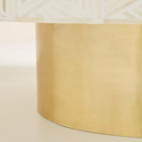 Bone Inlay Round Coffee Table : Criss Cross : White