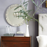 Bone Inlay Herringbone Round Mirror