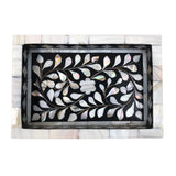 Mother of Pearl Inlay Mini Tray : Floral : Black