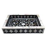 Mother of Pearl Inlay Mini Tray : Floral : Black