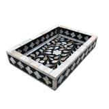 Mother of Pearl Inlay Mini Tray : Floral : Black