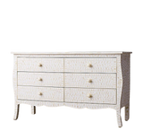 Bone Inlay French 6 Drawer Chest : Floral : White