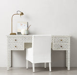 Bone Inlay 5 Drawer Desk : Starburst : Grey
