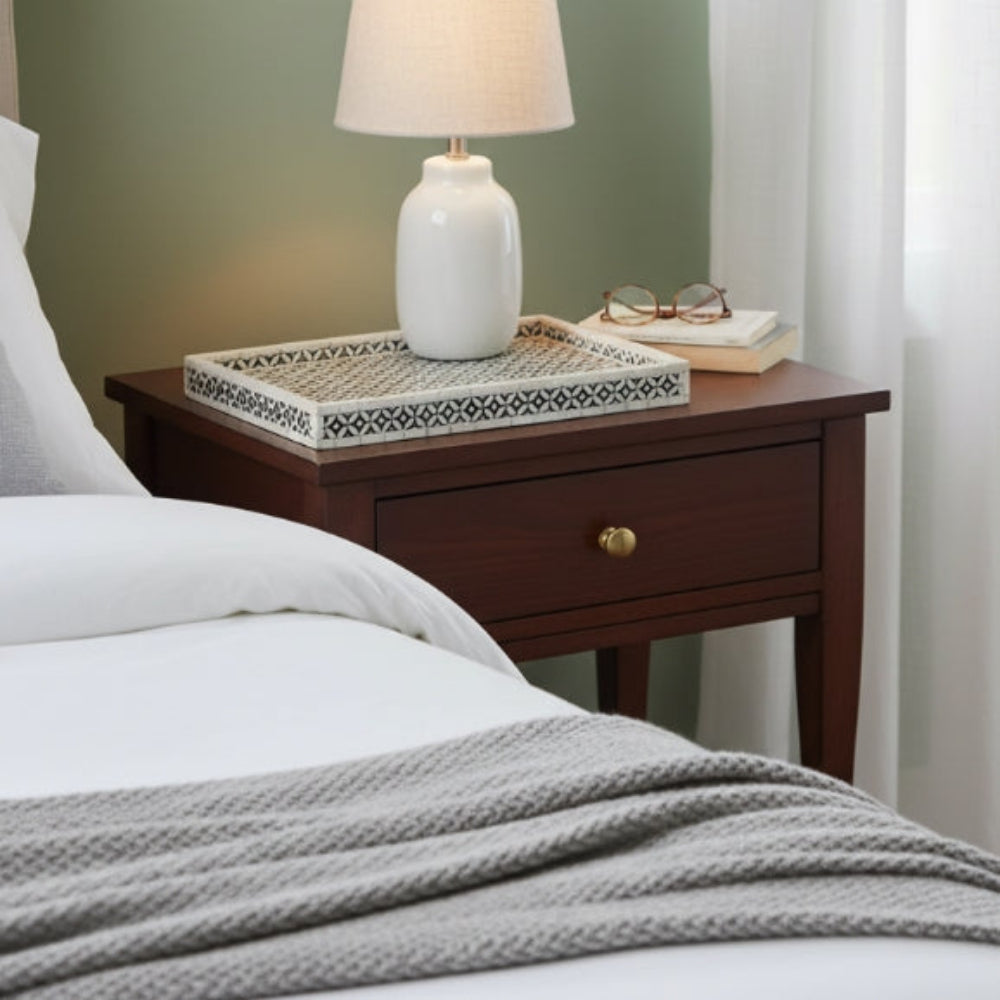 Bone Inlay Rectangular Tray : Starburst :  Black