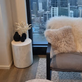 Bone Inlay Side Table : Stripe : White