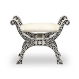 Bone Inlay Isla Stool : Floral : Black