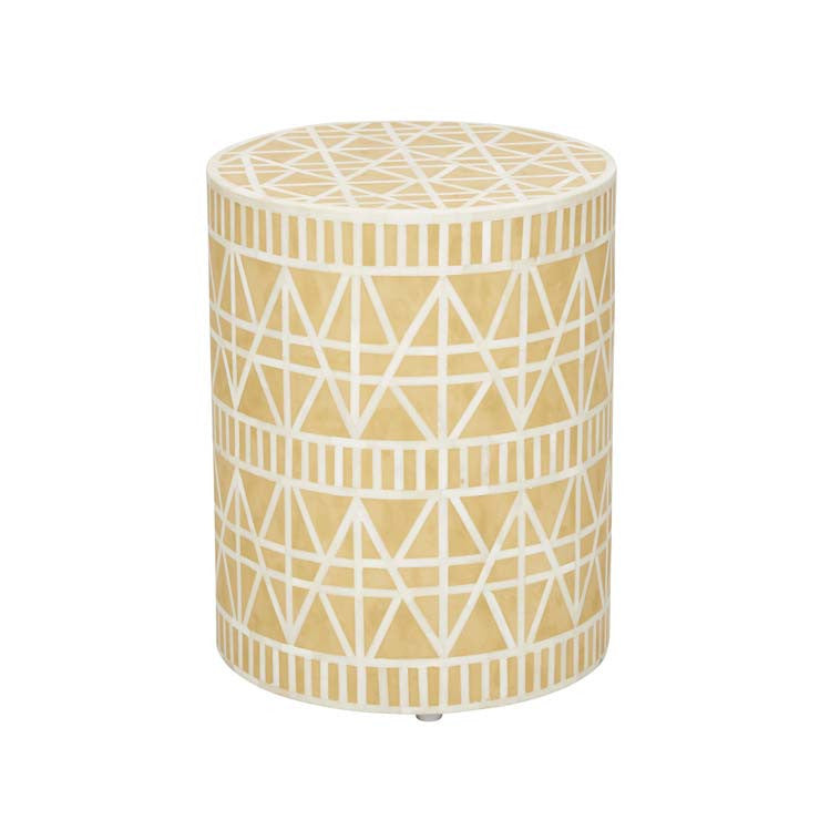 Bone Inlay Side Table : Delta : Yellow