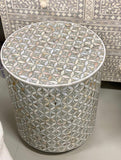 Mother of Pearl Inlay Side Table : Lady's Bedstraw : Grey