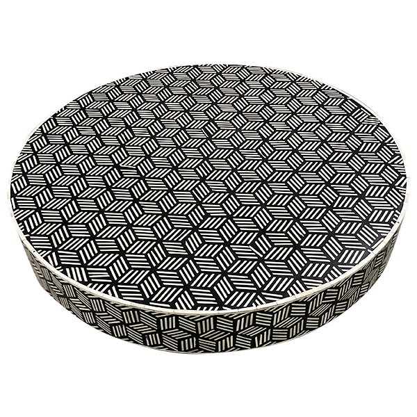 Bone Inlay Geo Inlay Coffee Table in Black