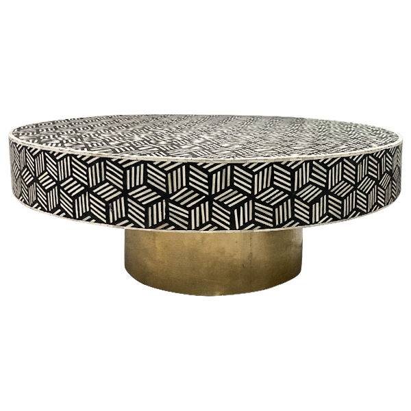 Bone Inlay Geo Inlay Coffee Table in Black