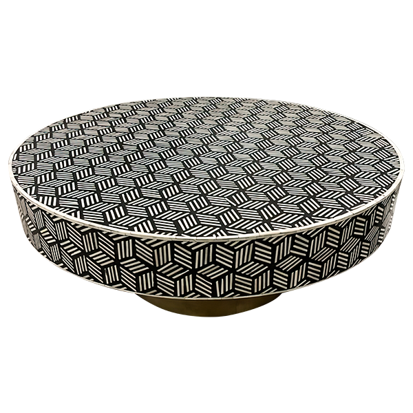 Bone Inlay Geo Inlay Coffee Table in Black